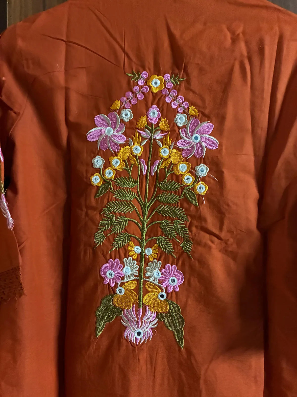 Rust Cotton Partywear Coord Set For Women