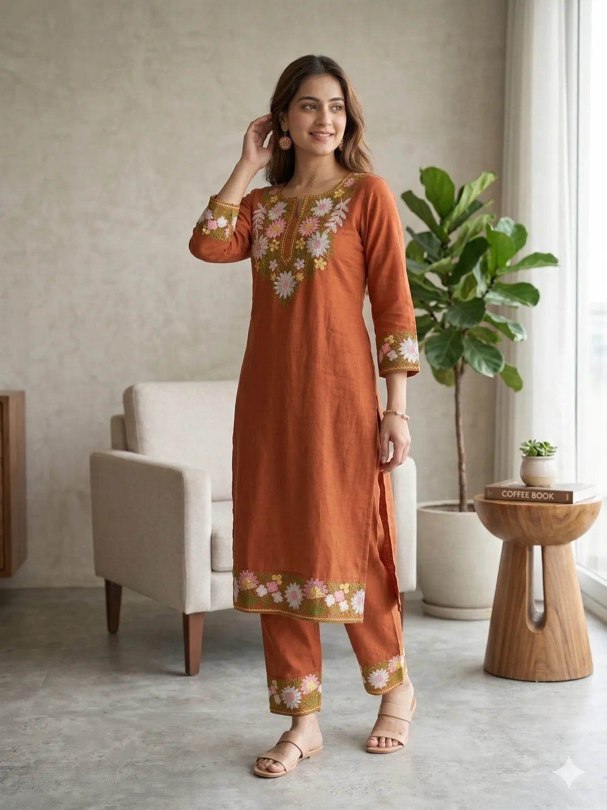 ORANGE SOFT COTTON CO-ORD SET FOR WOMEN