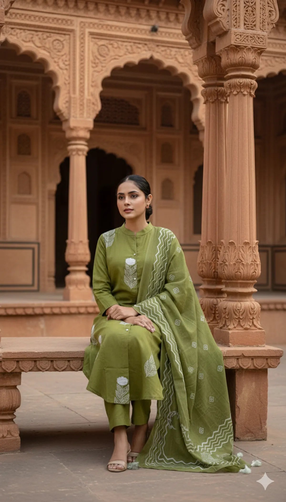 GREEN SOFT COTTON 3PC FOR WOMEN