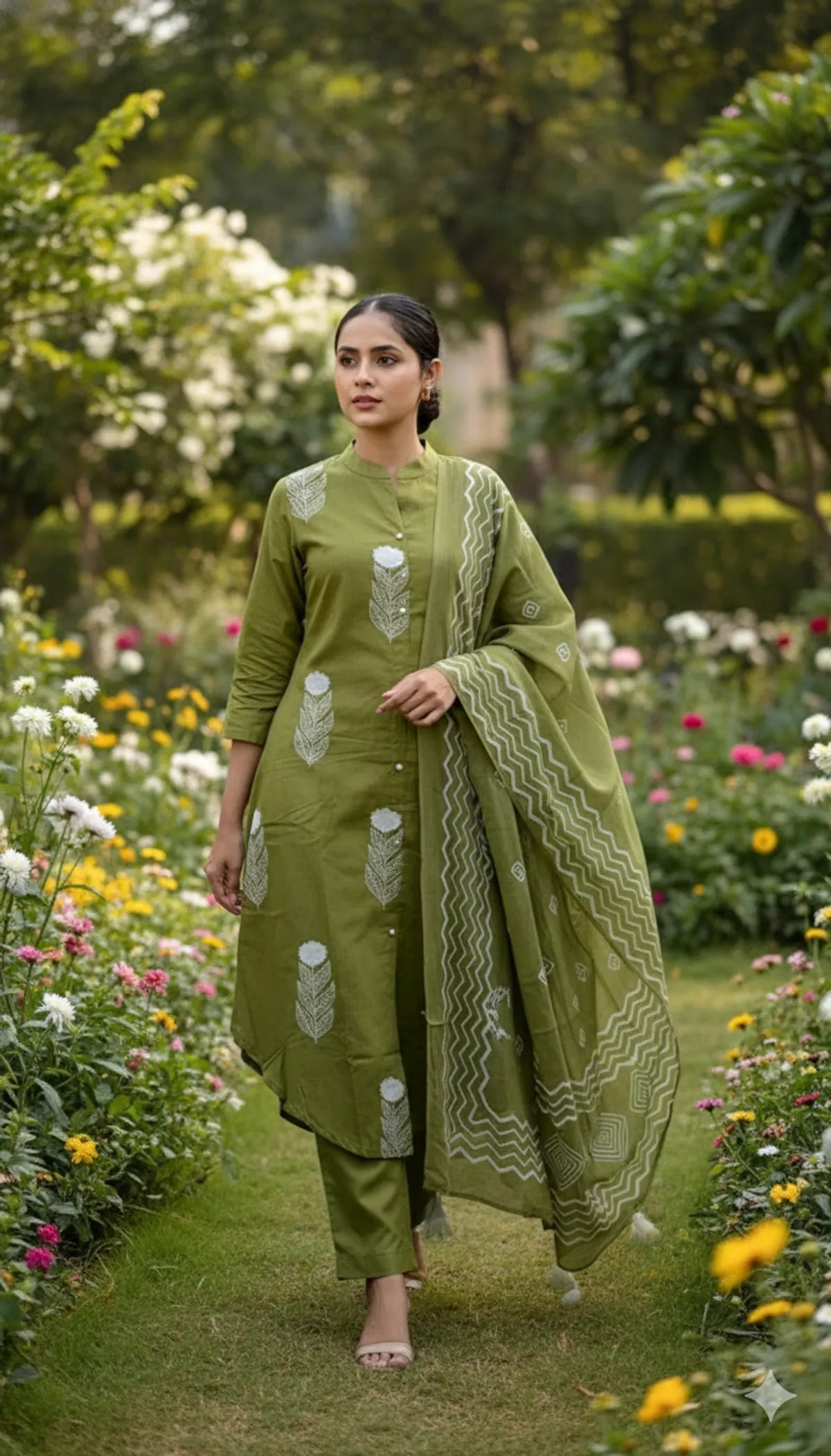 GREEN SOFT COTTON 3PC FOR WOMEN