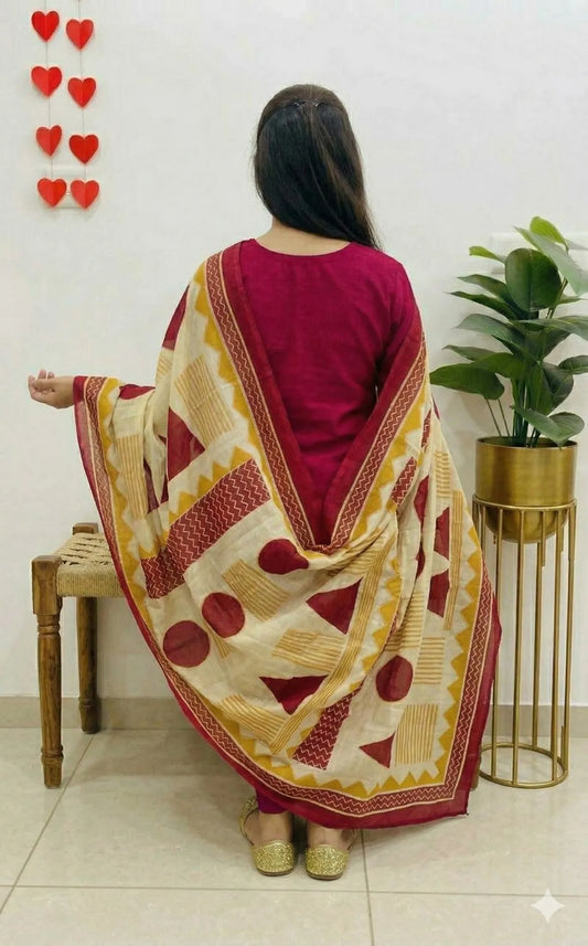 PINK SOFT COTTON 3PC SET FOR WOMEN