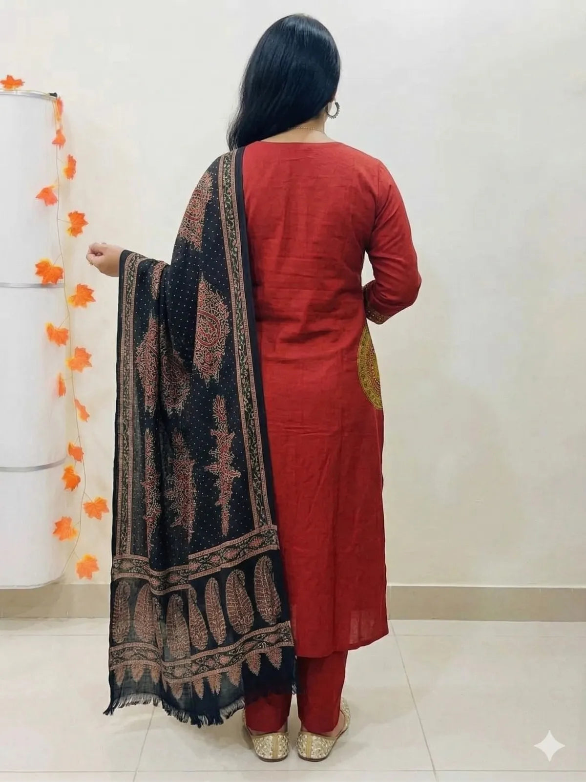 RED BLACK SOFT COTTON 3PC FOR WOMEN
