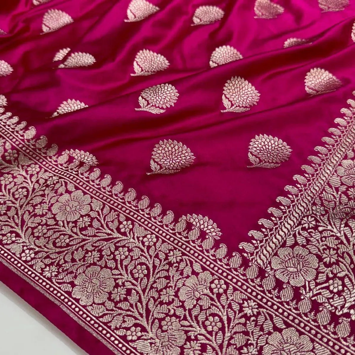 Magenta Pink Katan Silk Partywear Saree For Women