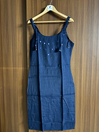 Navy Blue Cotton Partywear Suit Set For Women