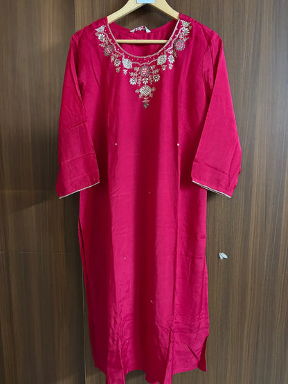 Pink Silk Cotton Partywear Suit Set For Women