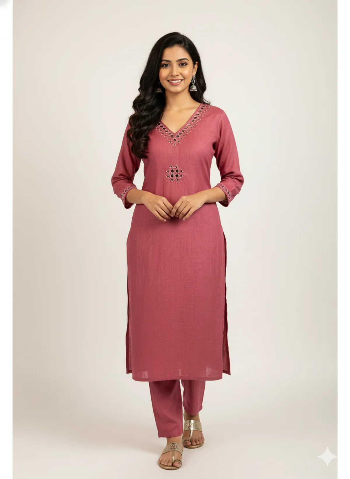 PInk Cotton Partywear 2pc Suit Set For Women