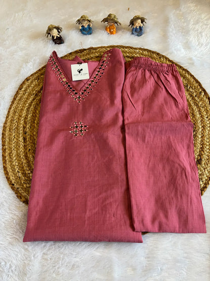 PInk Cotton Partywear 2pc Suit Set For Women