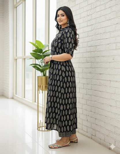 BLACK SOFT COTTON 2PC FOR WOMEN