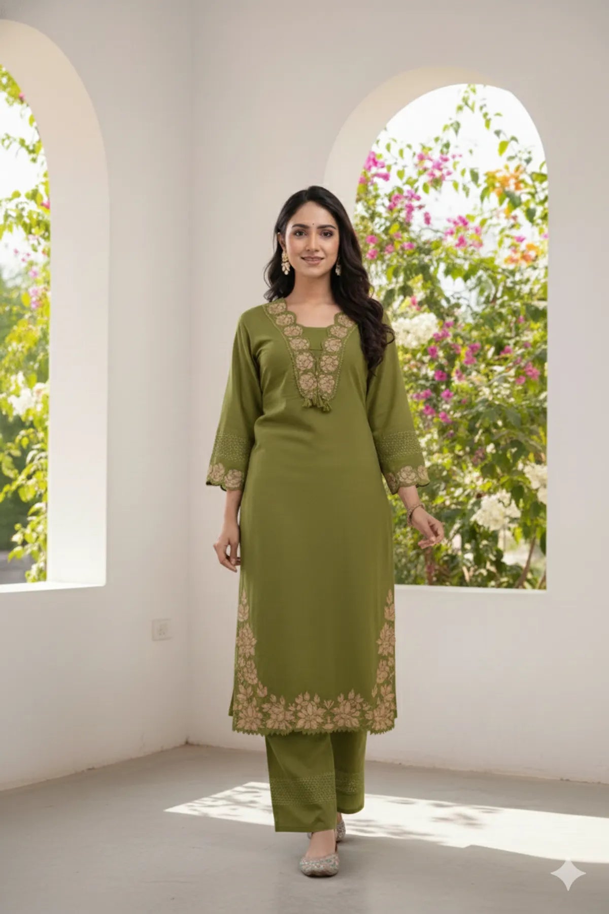 GREEN SOFT COTTON 3PC FOR WOMEN