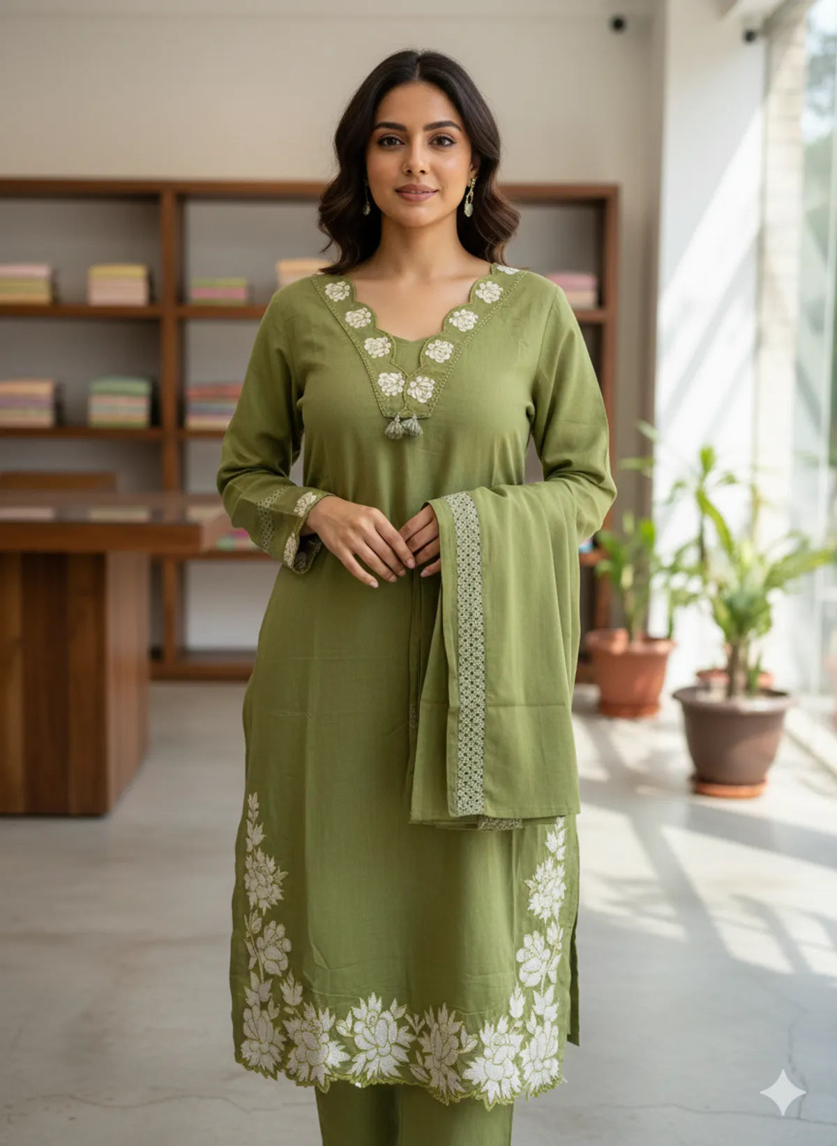 GREEN SOFT COTTON 3PC FOR WOMEN