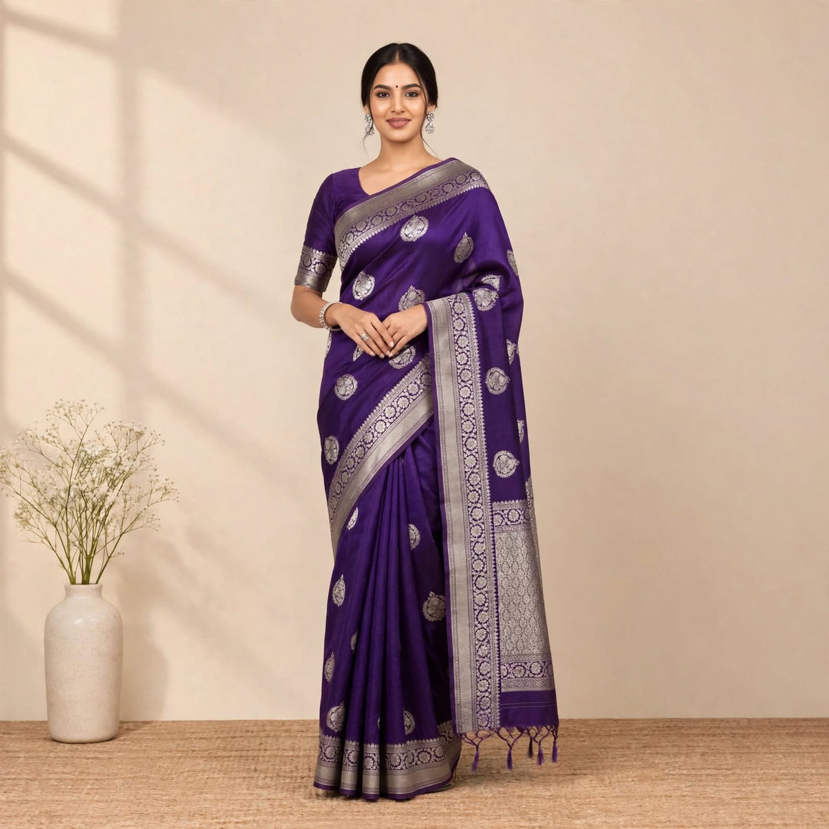 Purple Katan Silk Partywear Saree For Women