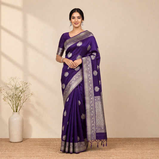 Purple Katan Silk Partywear Saree For Women