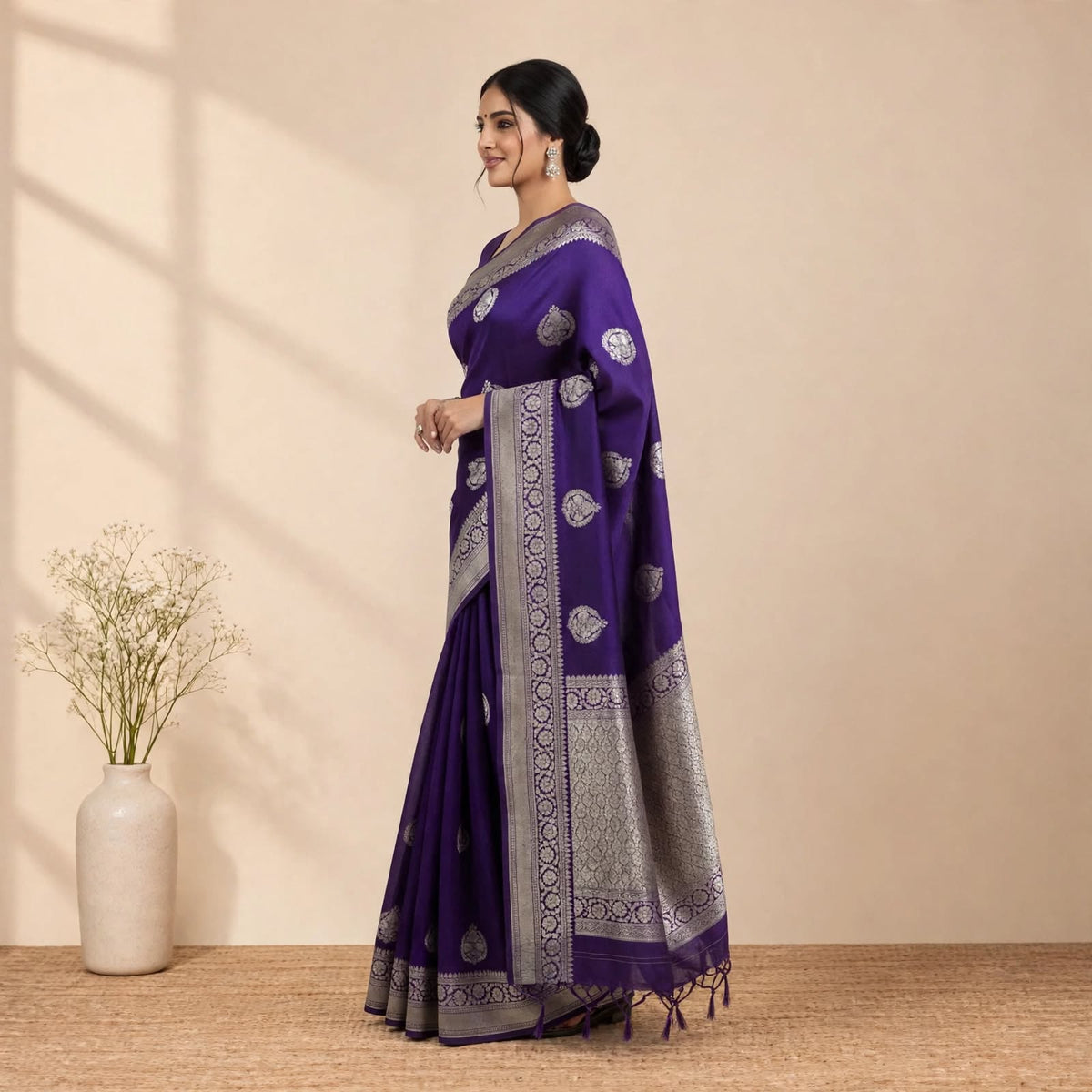 Purple Katan Silk Partywear Saree For Women