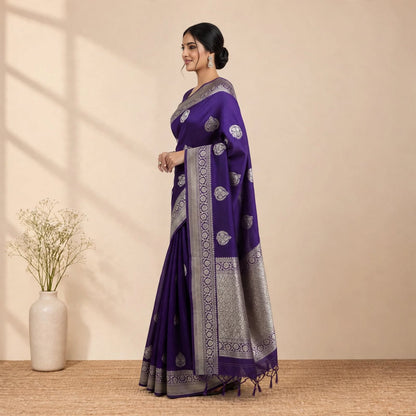 Purple Katan Silk Partywear Saree For Women