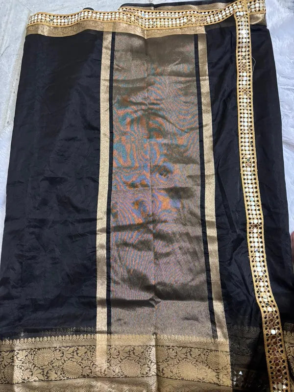 Black Soft Organza Partywear Saree For Women