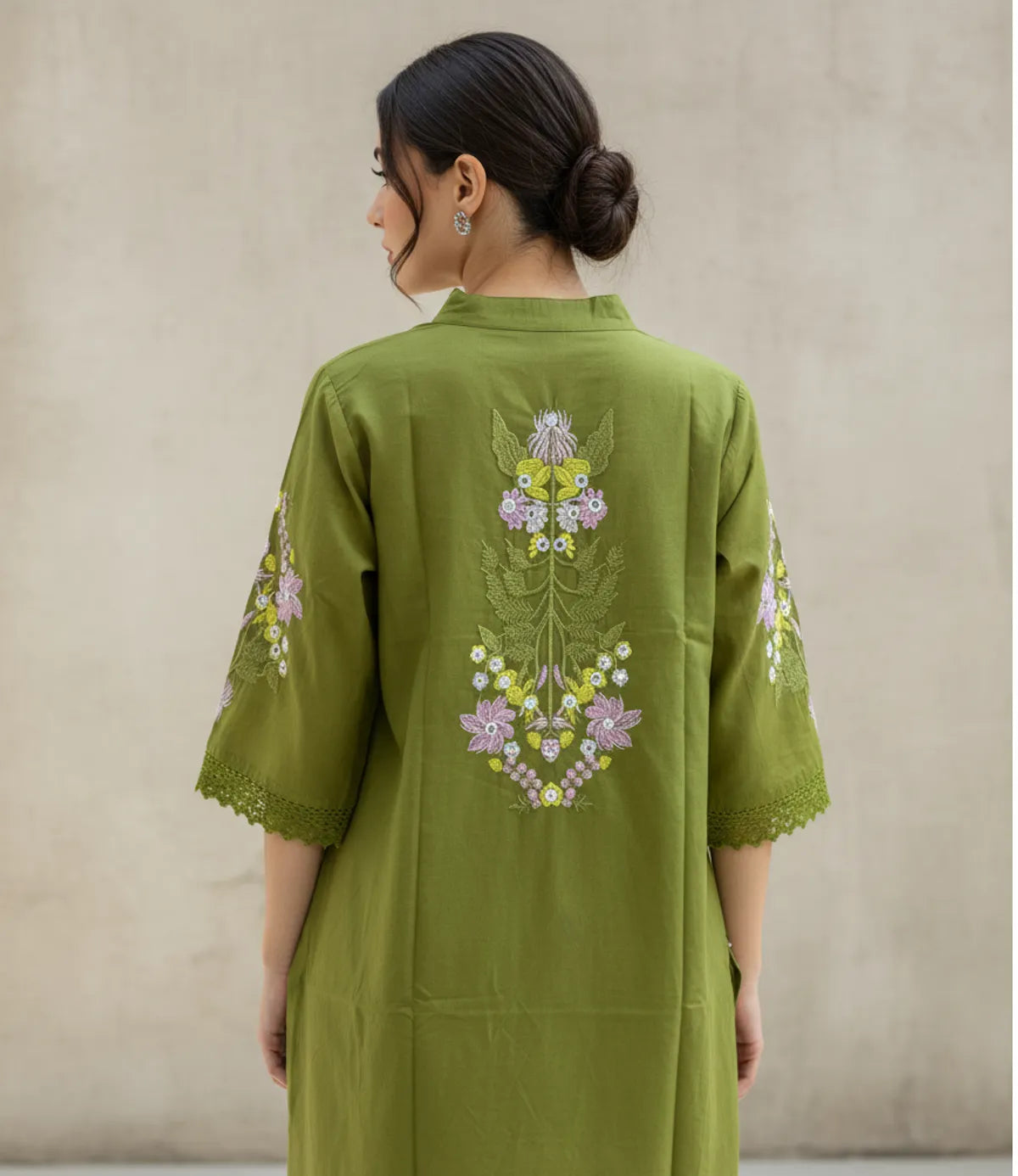 Green Cotton Partywear Coord Set For Women