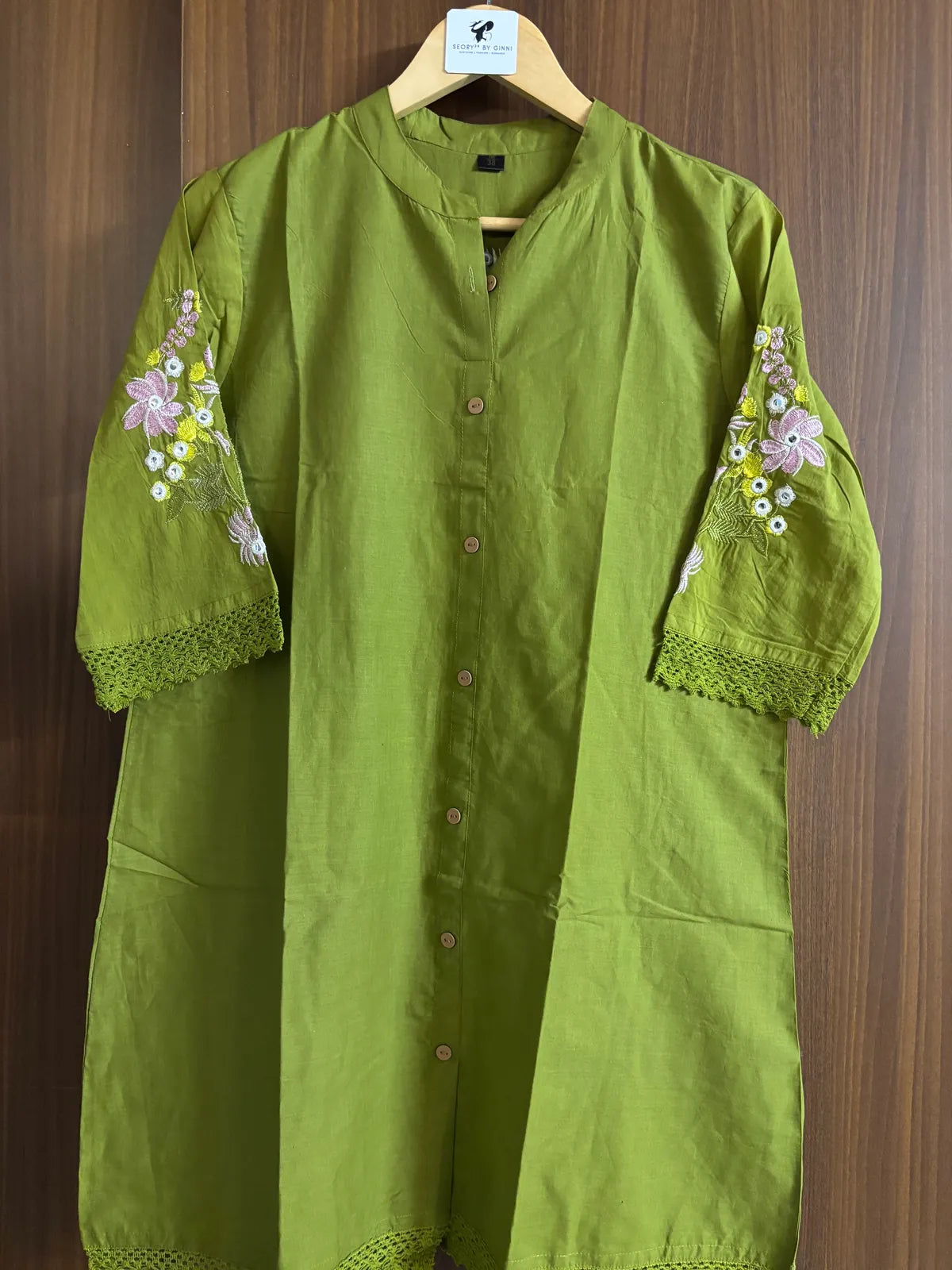 Green Cotton Partywear Coord Set For Women