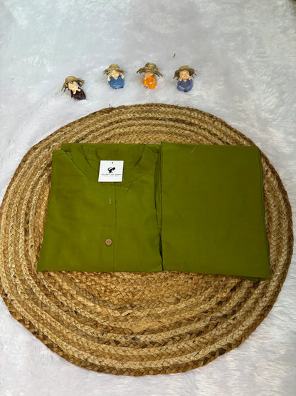 Green Cotton Partywear Coord Set For Women