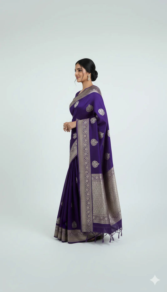Purple Katan Silk Partywear Saree For Women