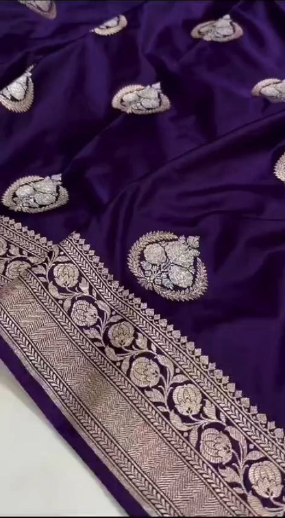 Purple Katan Silk Partywear Saree For Women