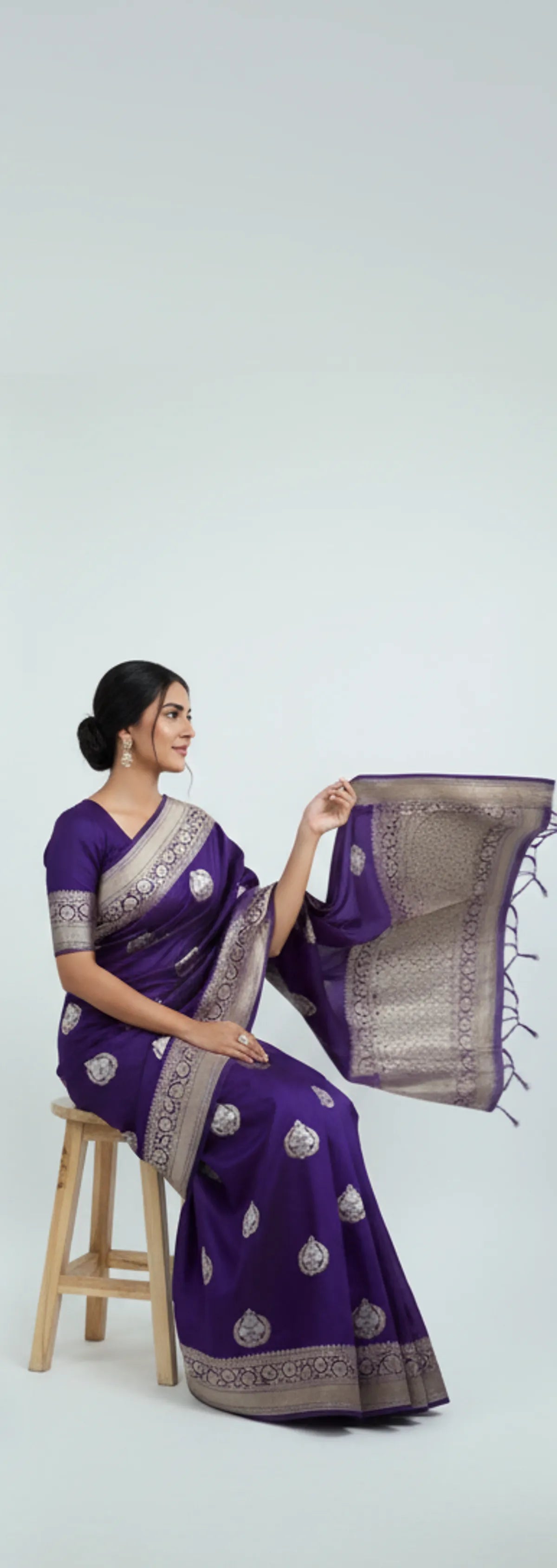 Purple Katan Silk Partywear Saree For Women