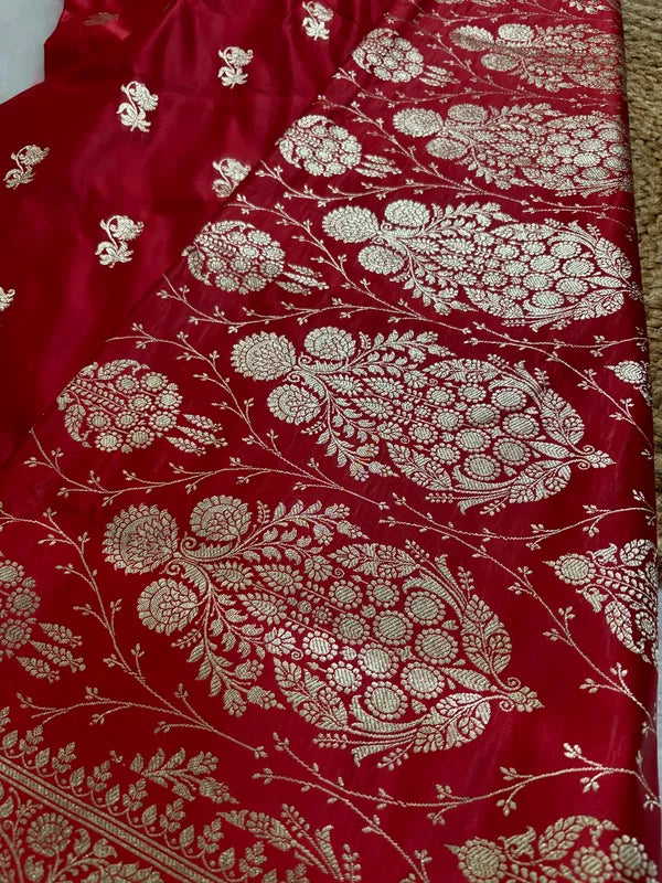 Classic Red & Gold Banarasi Saree For Women