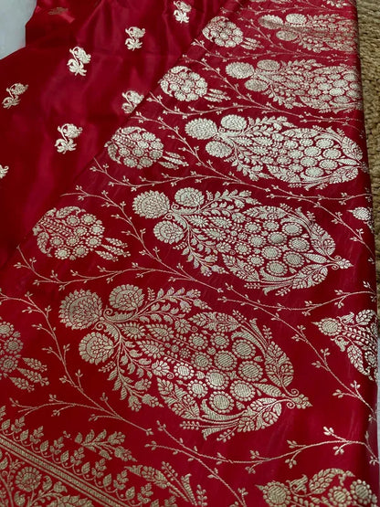 Classic Red & Gold Banarasi Saree For Women