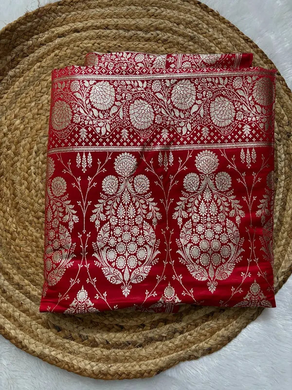 Classic Red & Gold Banarasi Saree For Women