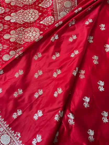 Classic Red & Gold Banarasi Saree For Women