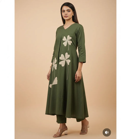 GREEN SOFT COTTON 2pc FOR WOMEN