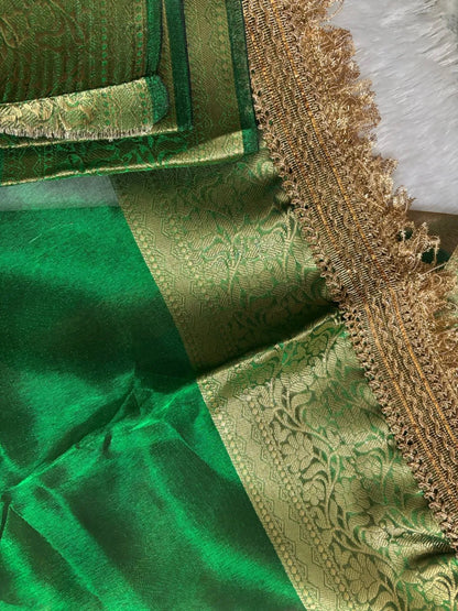 Green Banarsi Tissue Silk Partywear Saree For Women