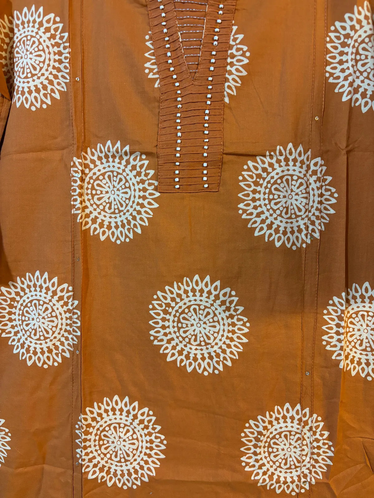 Rust Cotton Partywear Suit Set For Women