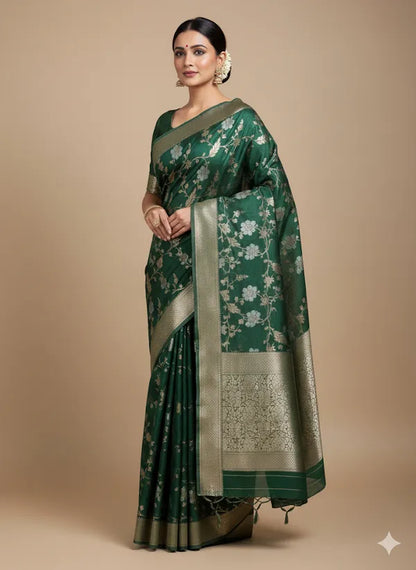 Pink Soft Organza Partywear Saree For Women
