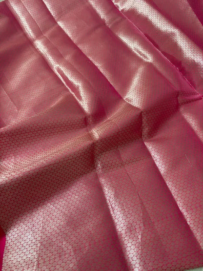 Pink Banarasi Cotton Silk Partywear Saree For Women